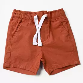 Infant Boys Cotton Twill Short Basic Happy-BROWN