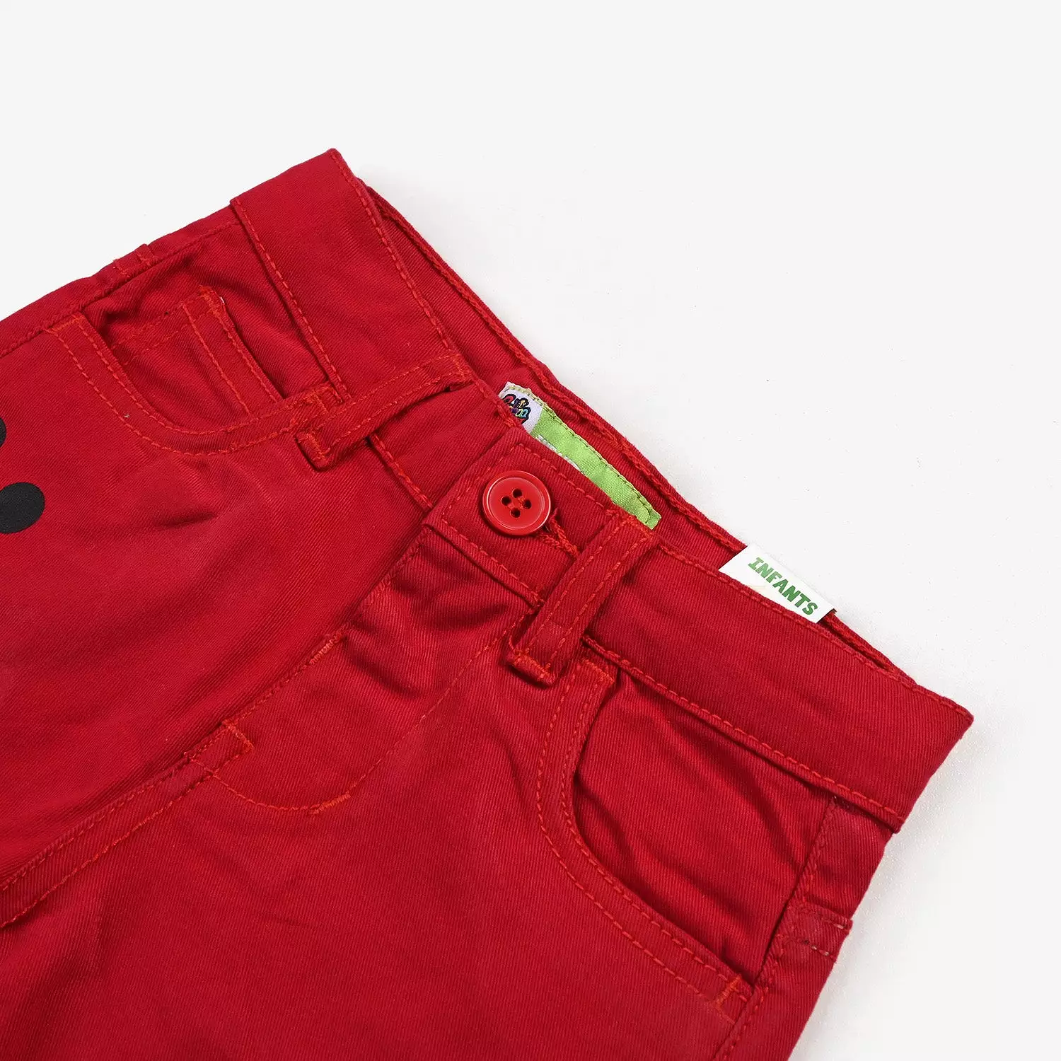 Infant Boys Cotton Twill Short Mickey-Red