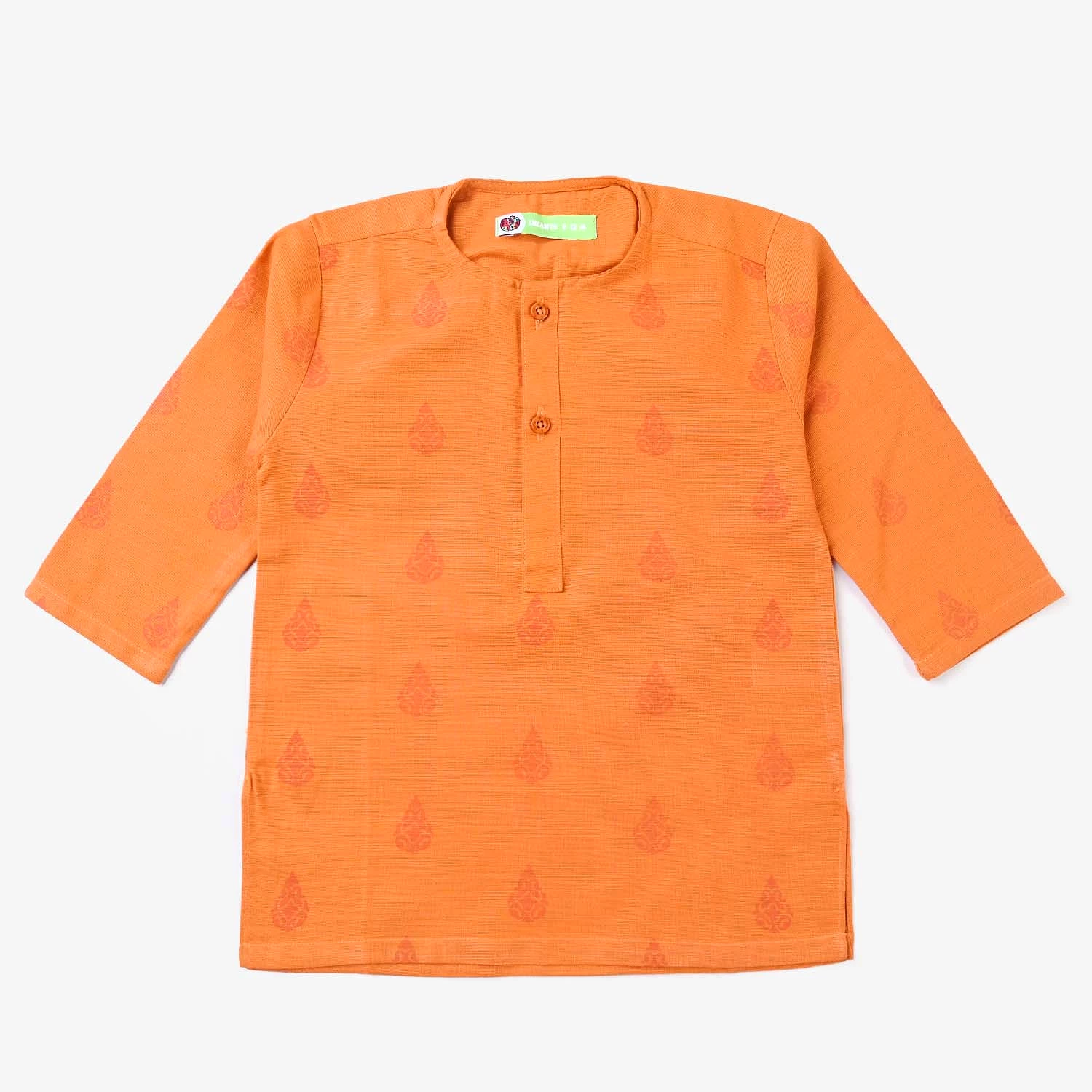 Infants Boys Cotton Slub Shalwar Suit (DAMASK)-B.Orange