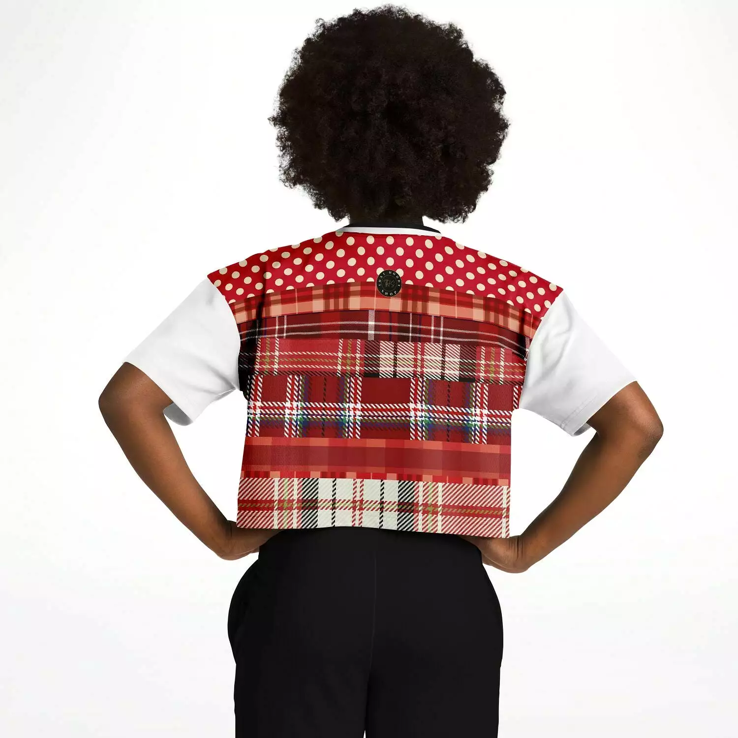 Jersey Salsa Plaid Patchwork Crop Jersey