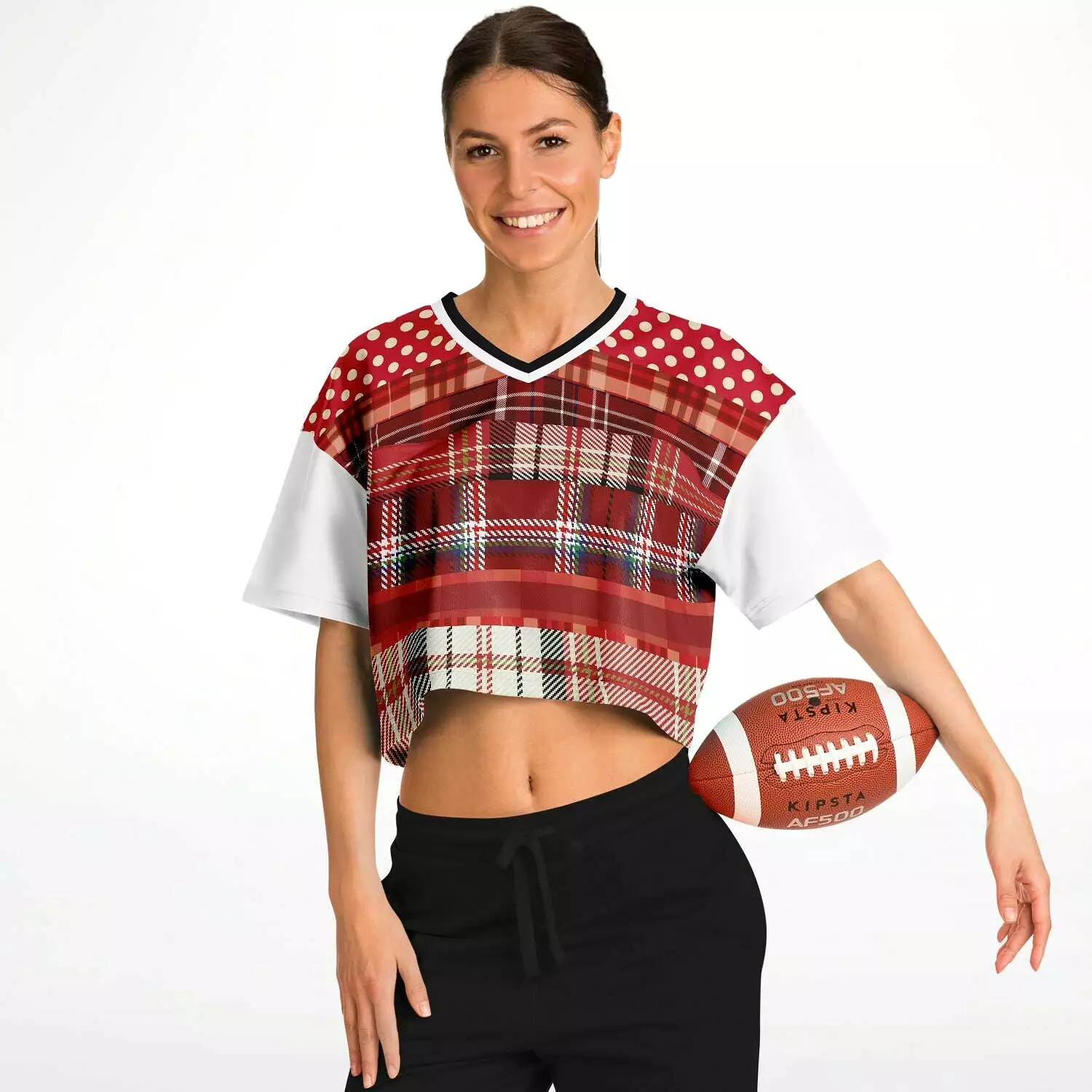 Jersey Salsa Plaid Patchwork Crop Jersey