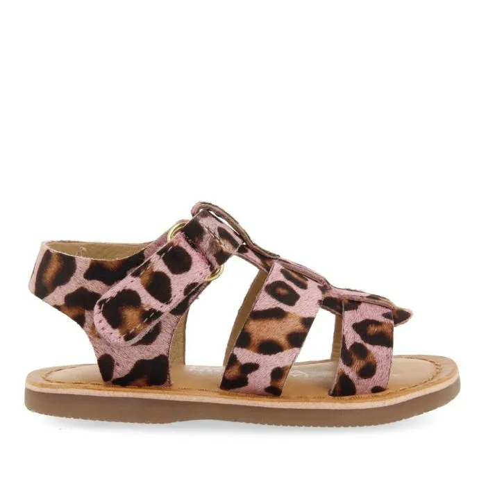 LEATHER ROMAN STYLE SANDALS WITH ANIMAL PRINT FOR BABY GENERAC