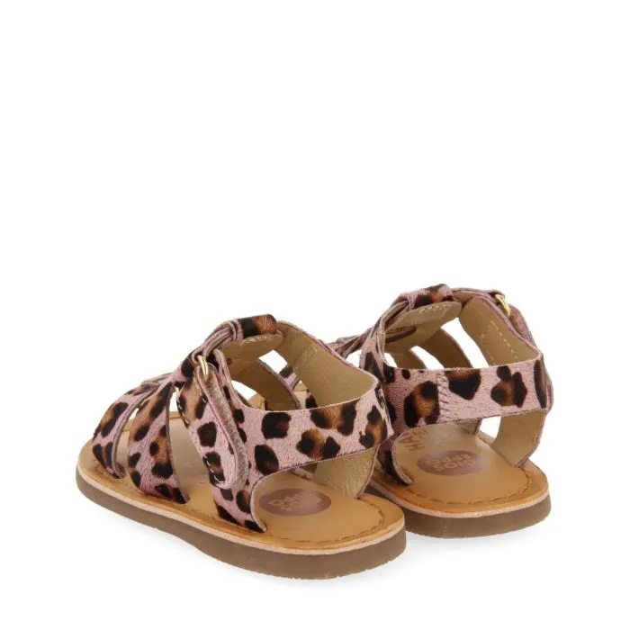 LEATHER ROMAN STYLE SANDALS WITH ANIMAL PRINT FOR BABY GENERAC