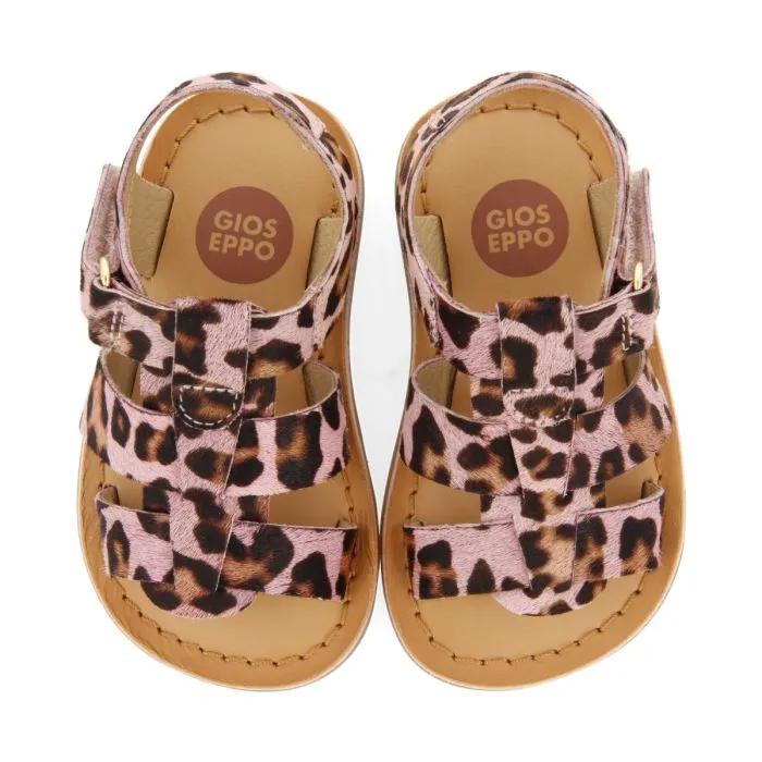 LEATHER ROMAN STYLE SANDALS WITH ANIMAL PRINT FOR BABY GENERAC