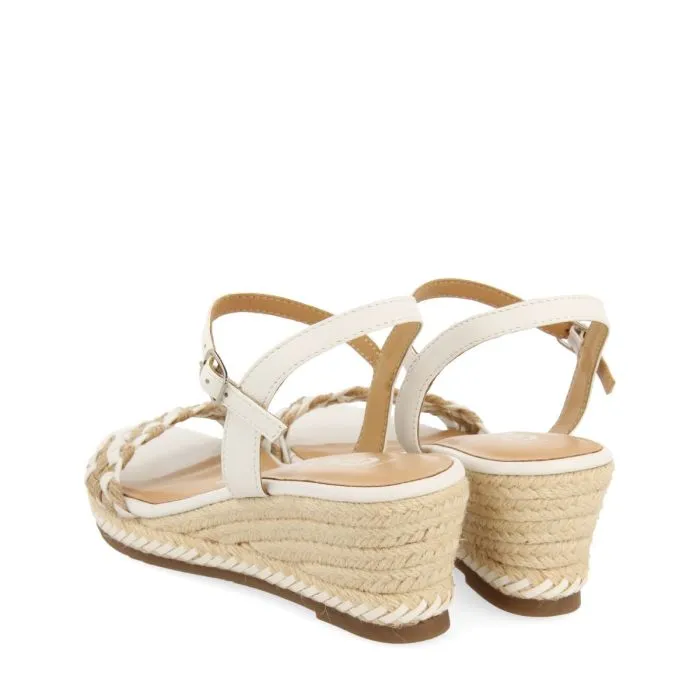 LEATHER SANDALS WITH TWO-TONE BRAIDING AND JUTE WEDGE FOR WOMEN SUNOL