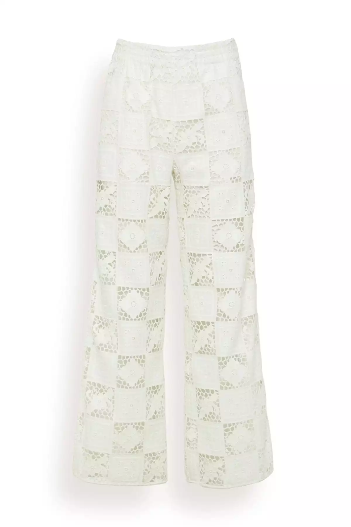 Melia Embroidery Pant in White