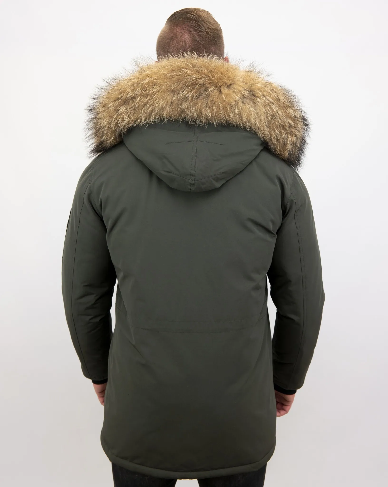 Men Parka Whiter Coat Long Green