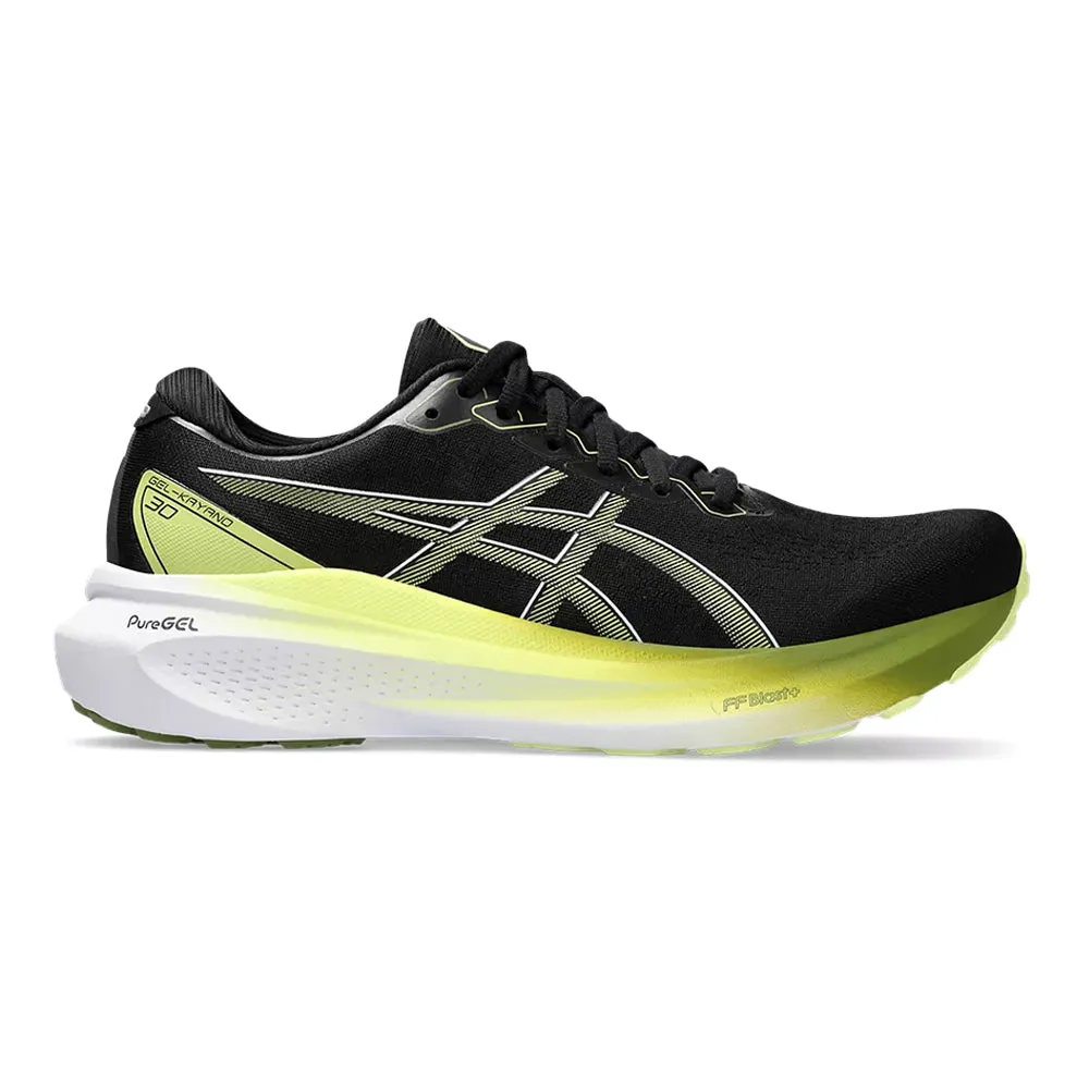 Men's Asics GEL-Kayano 30, Black/Glow Yellow, 14 2E Wide