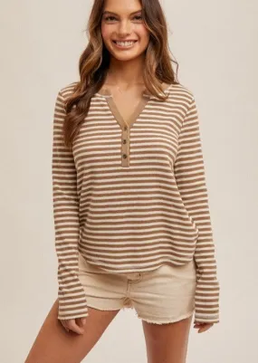 Mineral Wash Striped Henleys - 2 Colors!