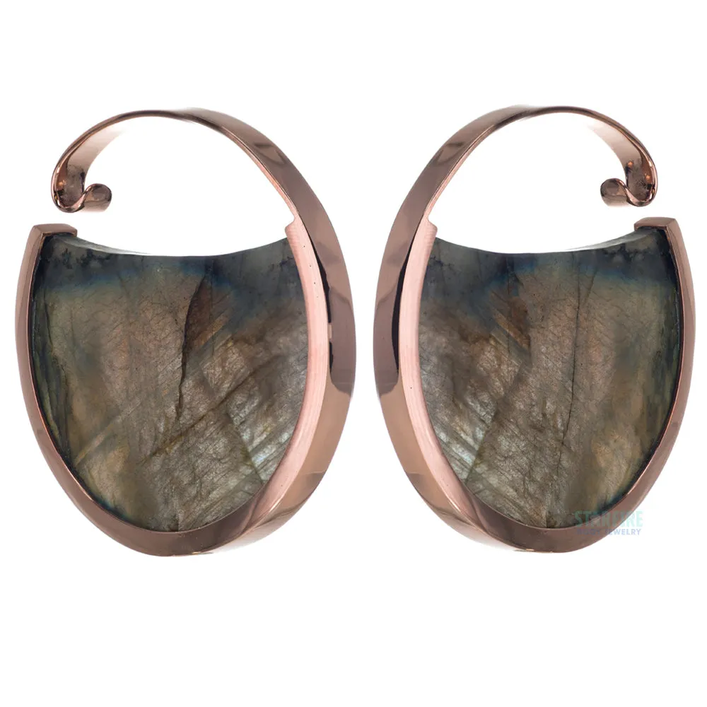 Muse Hoop Weights Large - Rose Gold + Labradorite