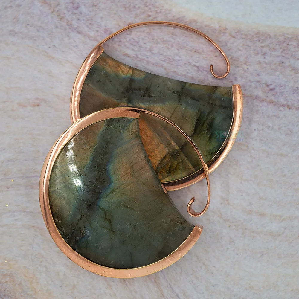 Muse Hoop Weights Large - Rose Gold + Labradorite