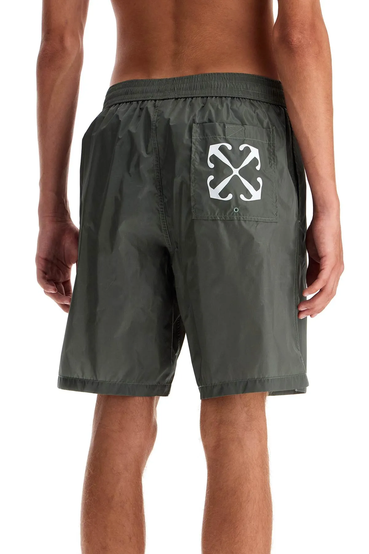 Off White Surfer Sea Bermuda Shorts   Green