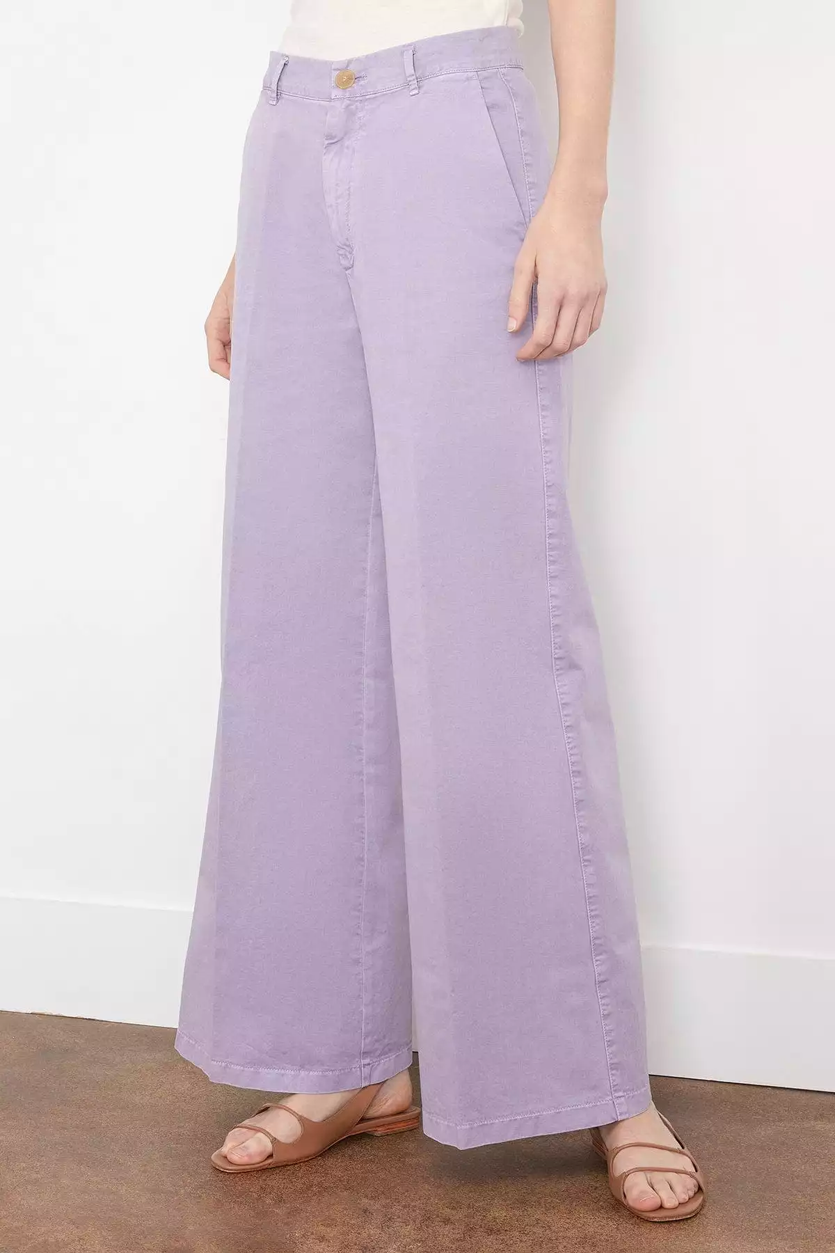 Old Peach Gabardine Wide Leg Pants in Lavender