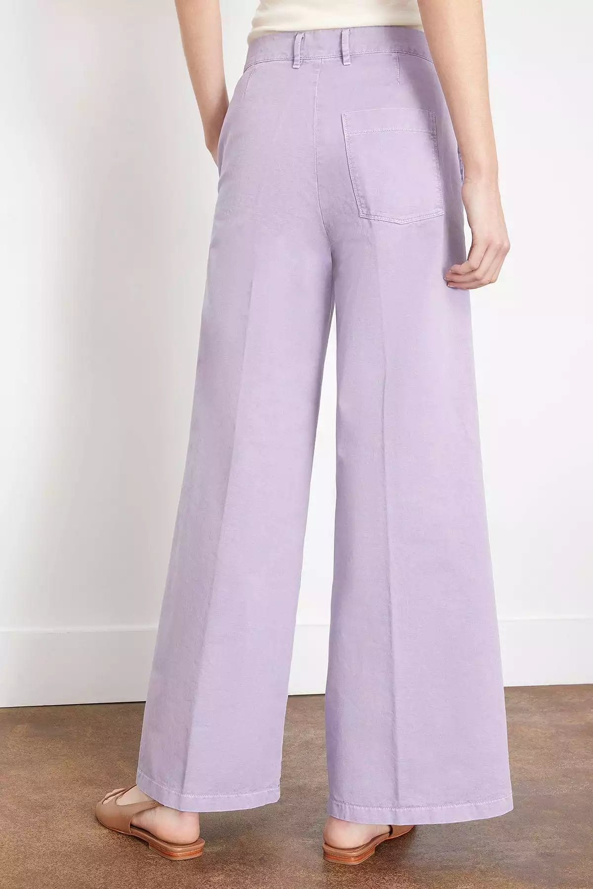 Old Peach Gabardine Wide Leg Pants in Lavender