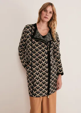 Perrie Geo Jacquard Knit Coat