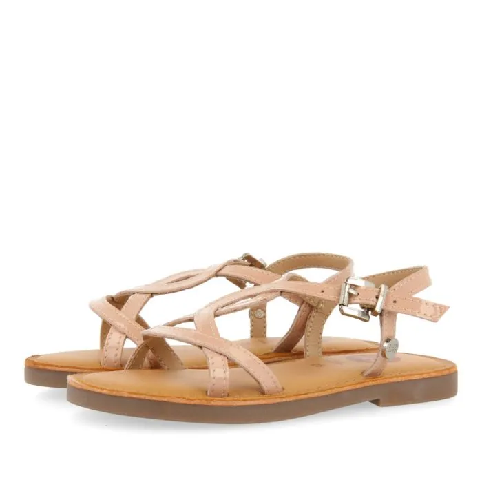 PINK LEATHER SANDALS WITH STRAPS FOR GIRL SLIVNO