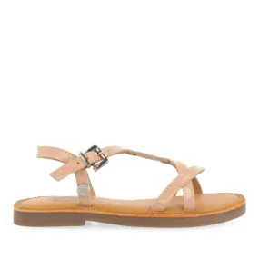 PINK LEATHER SANDALS WITH STRAPS FOR GIRL SLIVNO