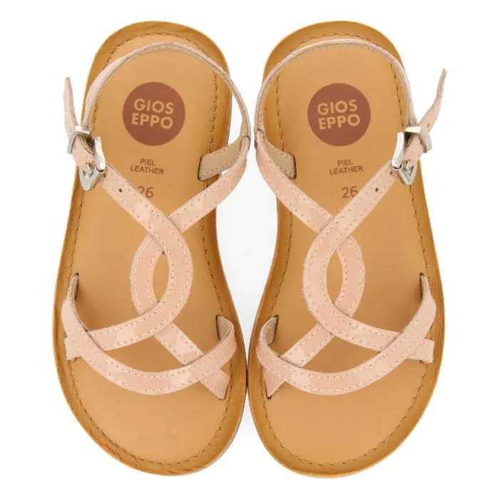 PINK LEATHER SANDALS WITH STRAPS FOR GIRL SLIVNO