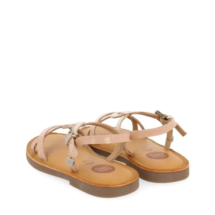 PINK LEATHER SANDALS WITH STRAPS FOR GIRL SLIVNO