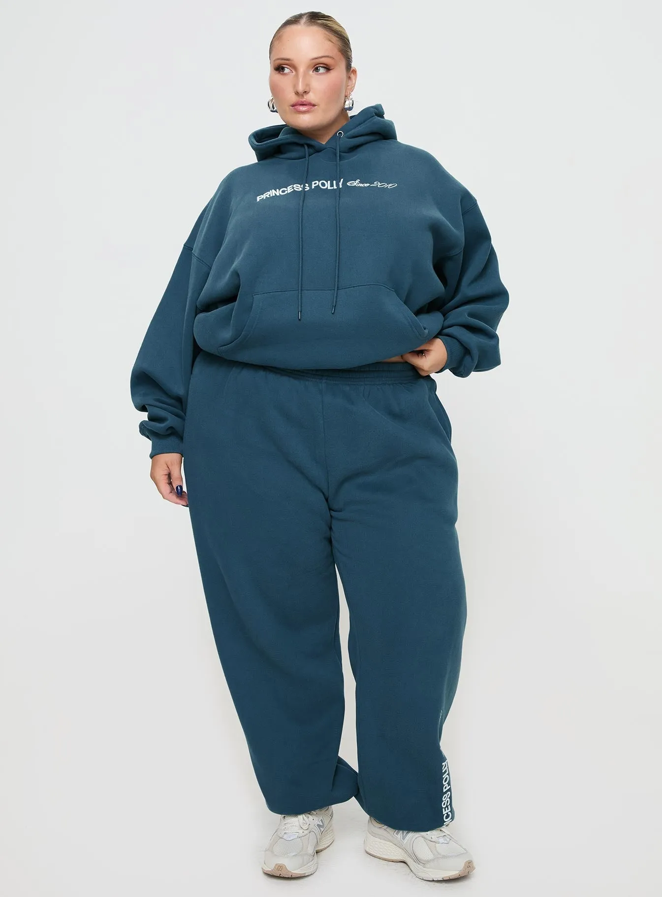 Princess Polly Track Pants Block / Cursive Text Slate Curve