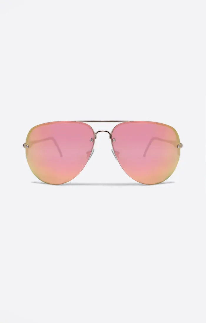 Quay Muse Gold Pink Mirror Sunglasses