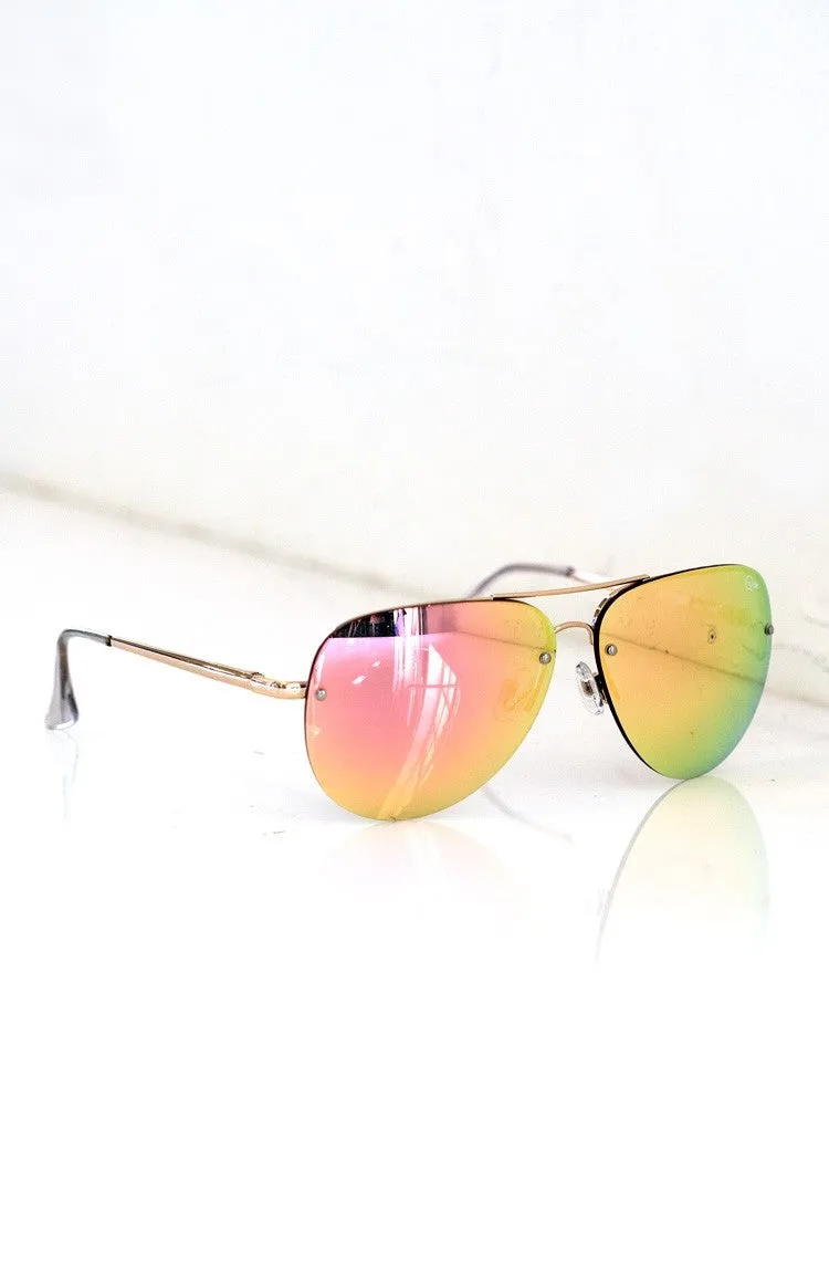 Quay Muse Gold Red Mirror Lens Sunglasses