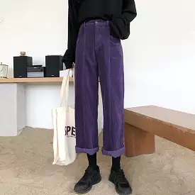 RETRO CORDUROY PURPLE CASUAL PANTS