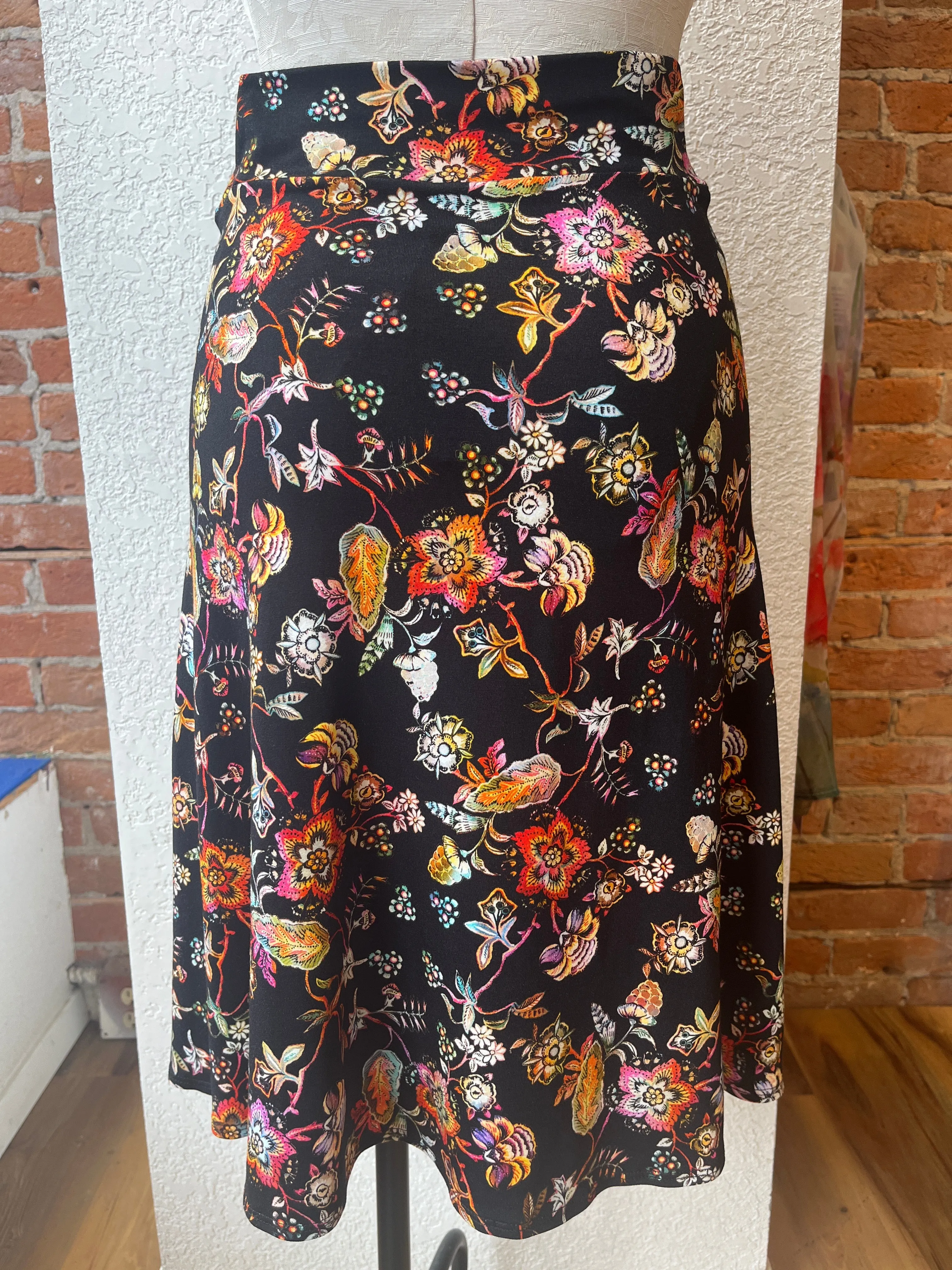 Salaam Angela skirt, black floral print