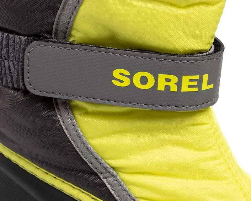 SOREL Childrens’ Flurry Winter Boot #NC1965-089 Dark grey, warning yellow