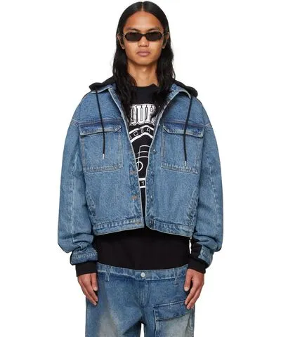 SPENCER BADU Blue & Black Paneled Denim Jacket