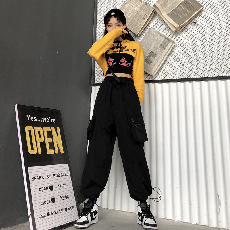 STREET RETRO POCKET WIDE LEG CASUAL PANTS BY63060