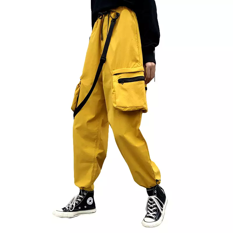 STREET RETRO POCKET WIDE LEG CASUAL PANTS BY63060