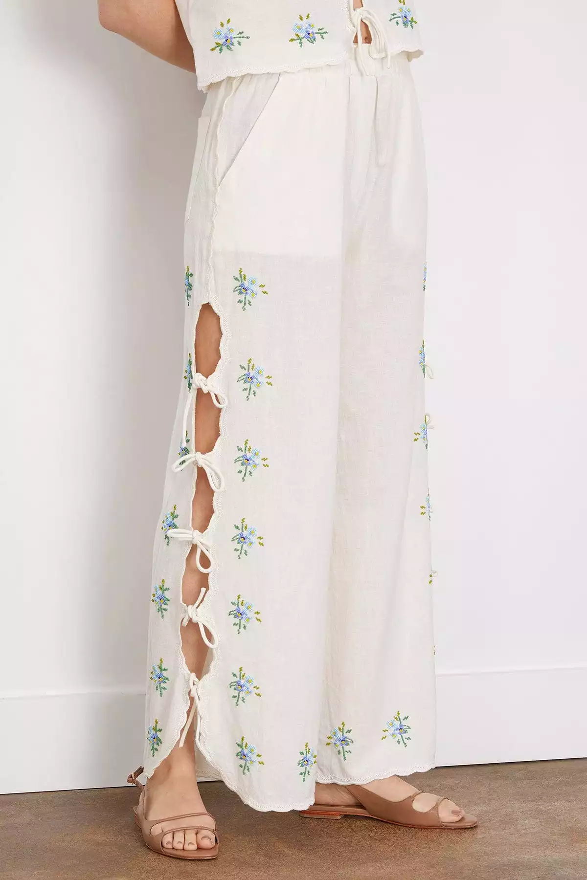 Tania Beaded Pants in White