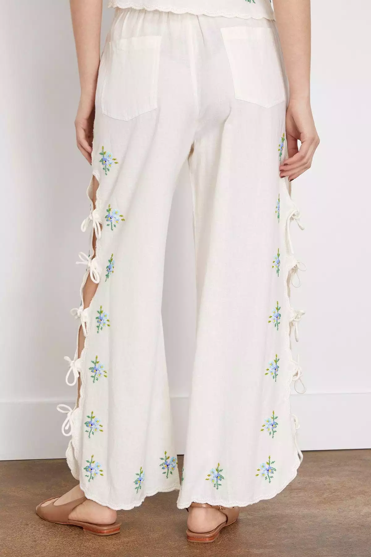 Tania Beaded Pants in White