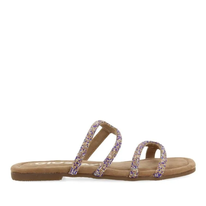 TAUPE LEATHER SANDALS WITH STRAPS AND EMBELLISHMENTS FOR WOMEN BY TEMELEC