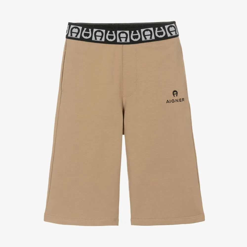 Teen Boys Beige Cotton Jersey Shorts