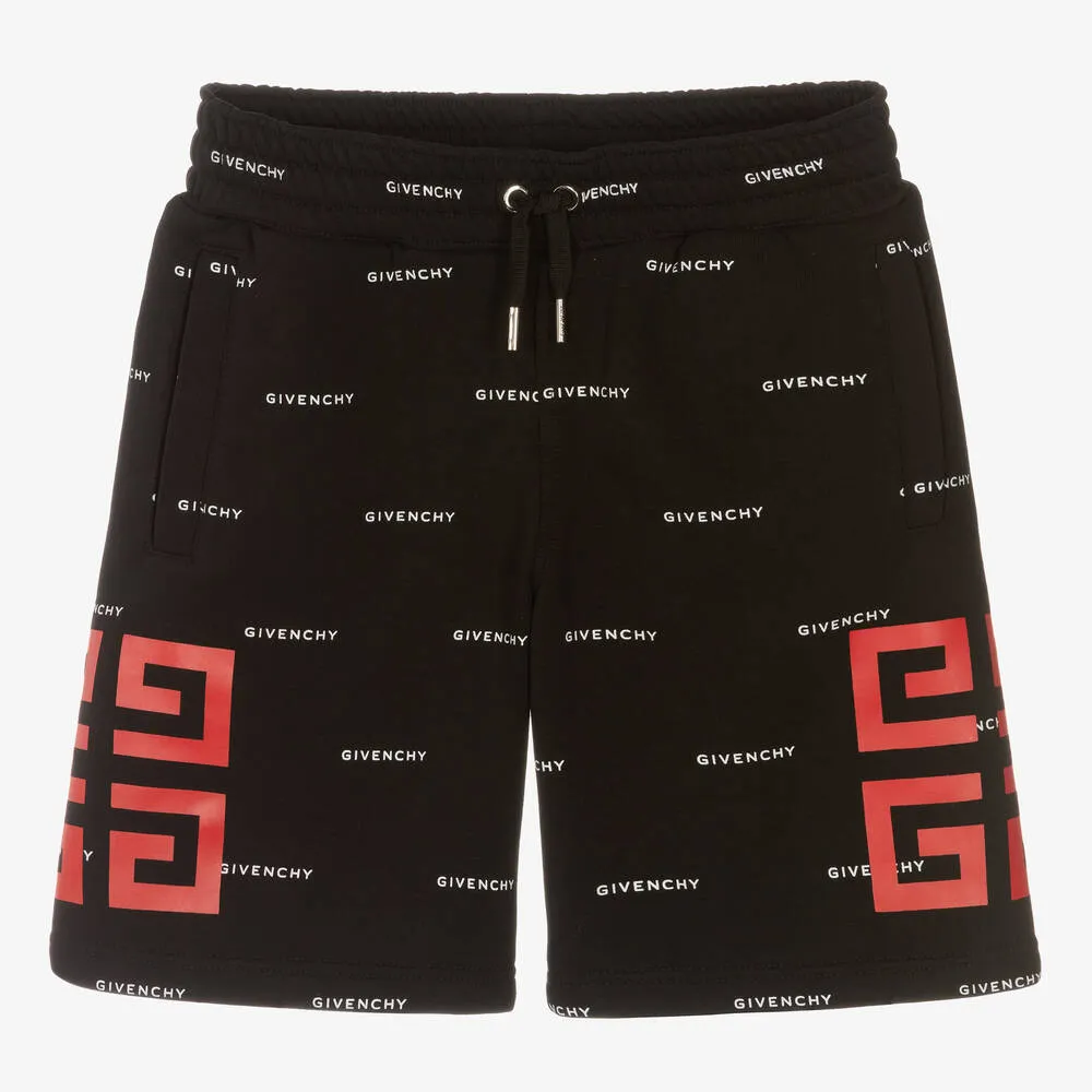 Teen Boys Black 4G Cotton Shorts