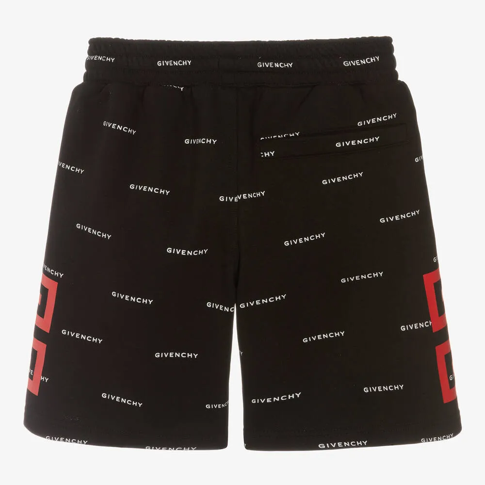 Teen Boys Black 4G Cotton Shorts