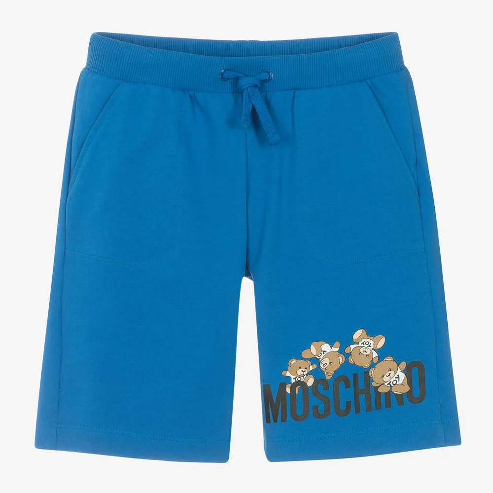 Teen Boys Blue Teddy Bear Cotton Shorts