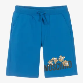 Teen Boys Blue Teddy Bear Cotton Shorts