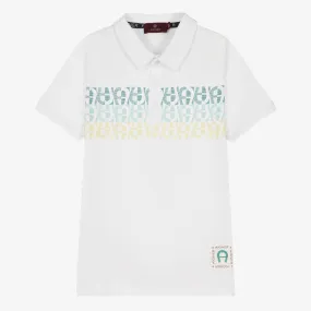 Teen Boys White Cotton Jersey Polo Shirt