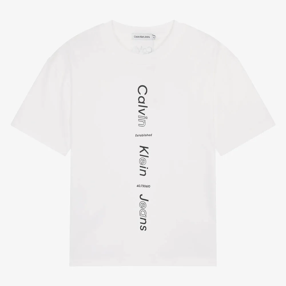 Teen Boys White Cotton T-Shirt