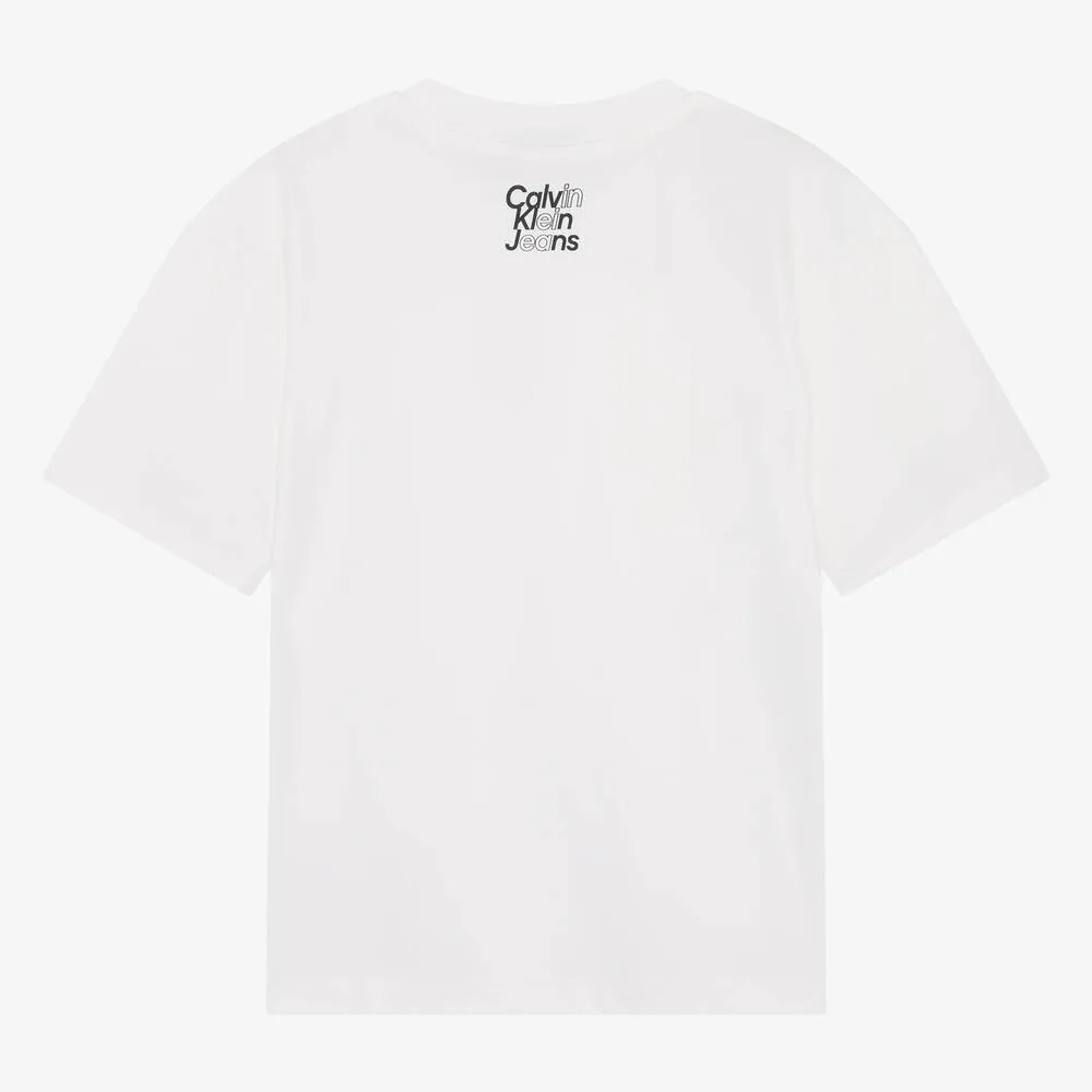 Teen Boys White Cotton T-Shirt