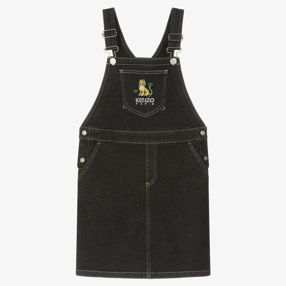 Teen Girls Black Denim KOTORA Dungaree Dress