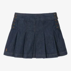 Teen Girls Blue Pleated Denim Skirt