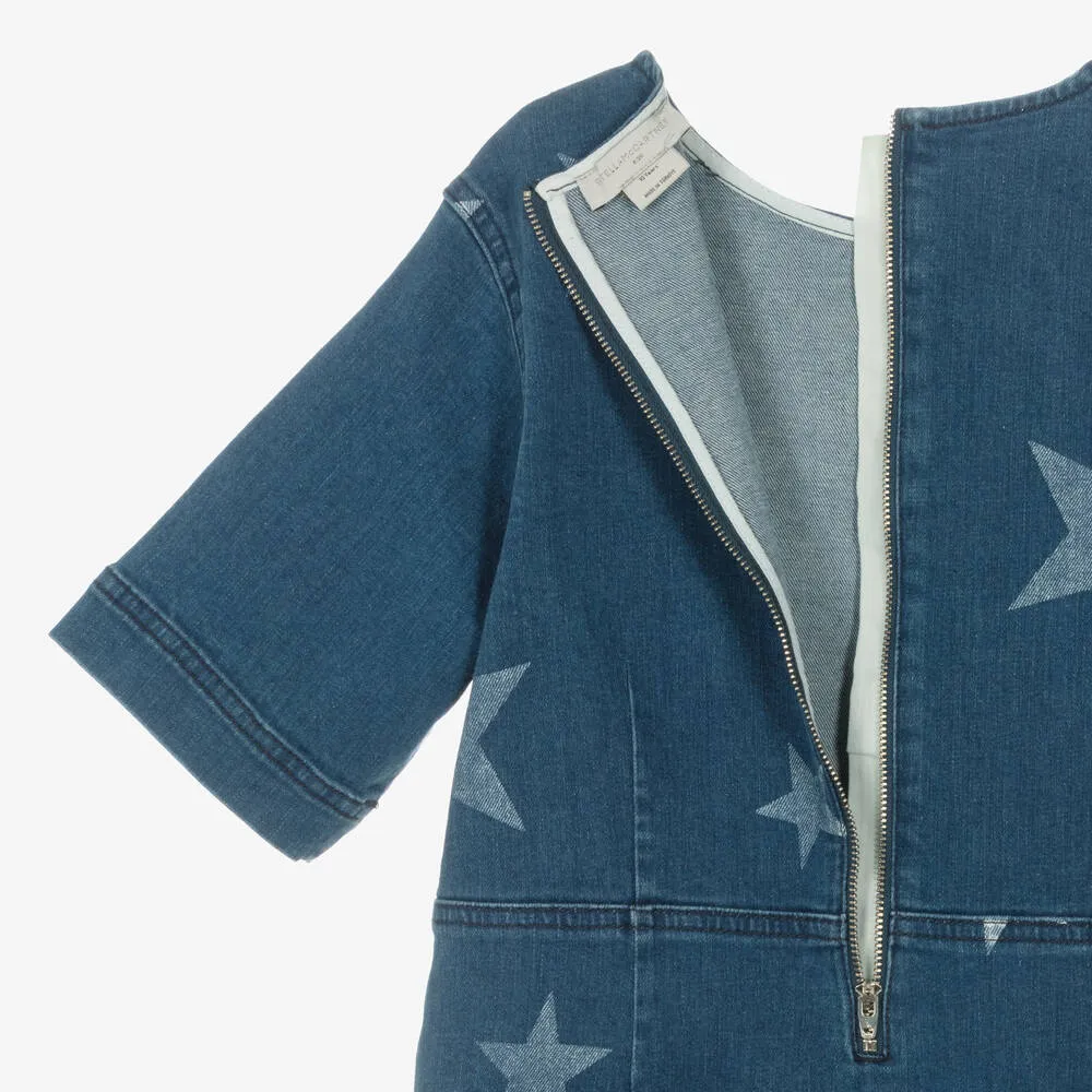 Teen Girls Blue Star Print Denim Dress