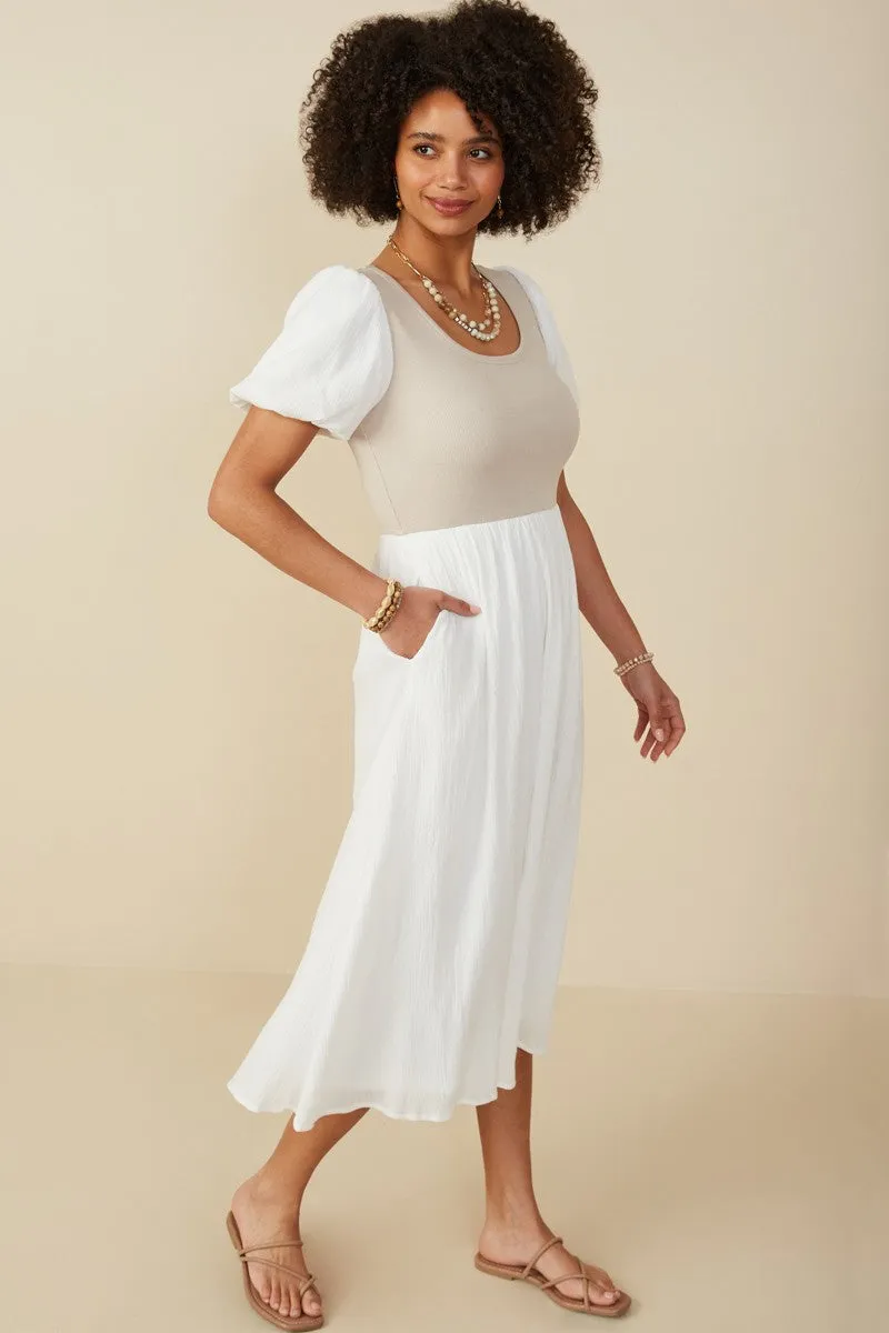 The Mari Ribbed Knit Bodice Dress