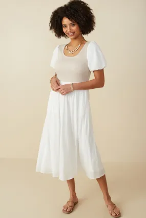 The Mari Ribbed Knit Bodice Dress