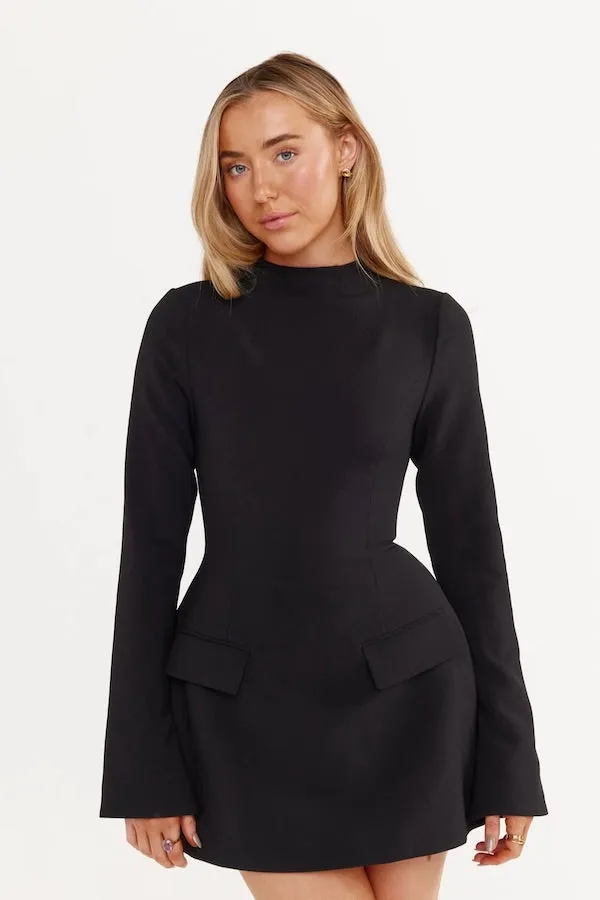 The Ultimate Muse Split Sleeve Mini Dress Black