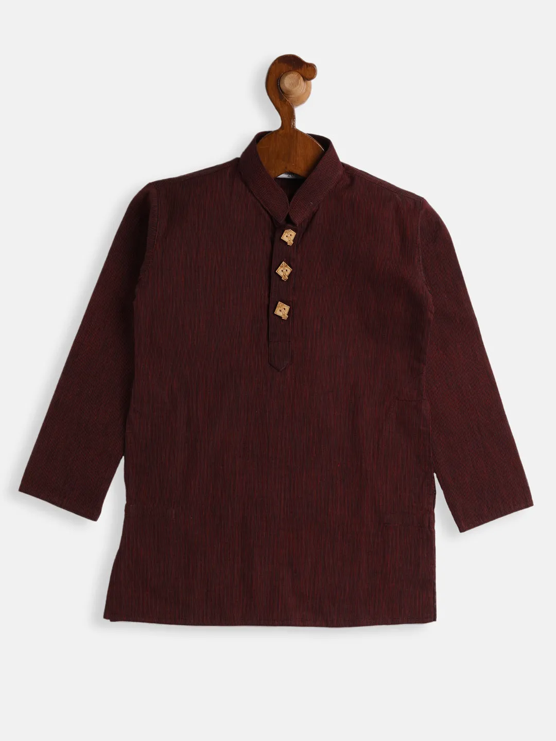 VASTRAMAY Boys Maroon Pure Cotton Kurta